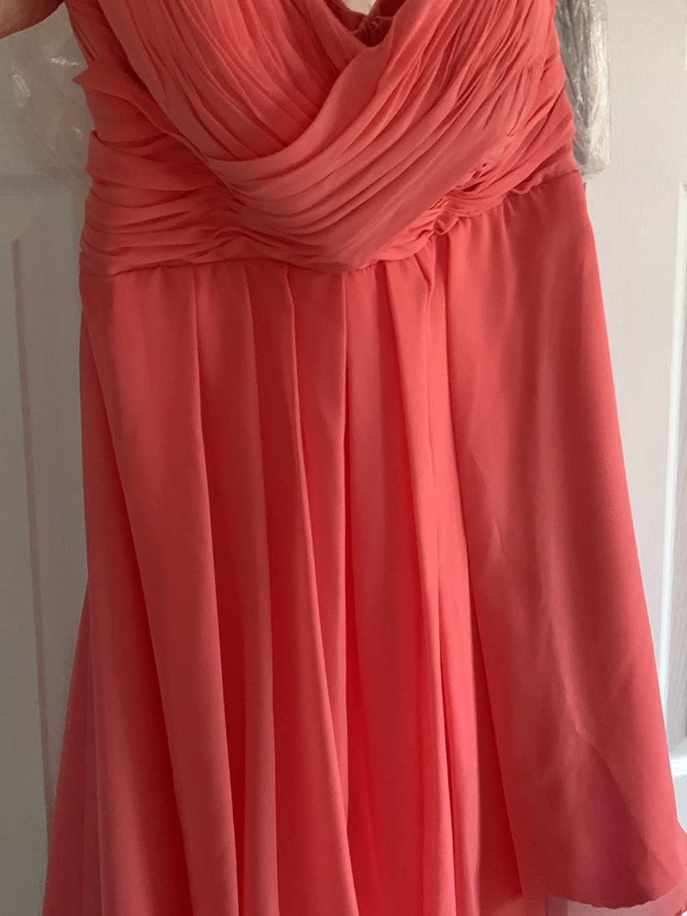 Coral Chiffon Draped Maxi Dress